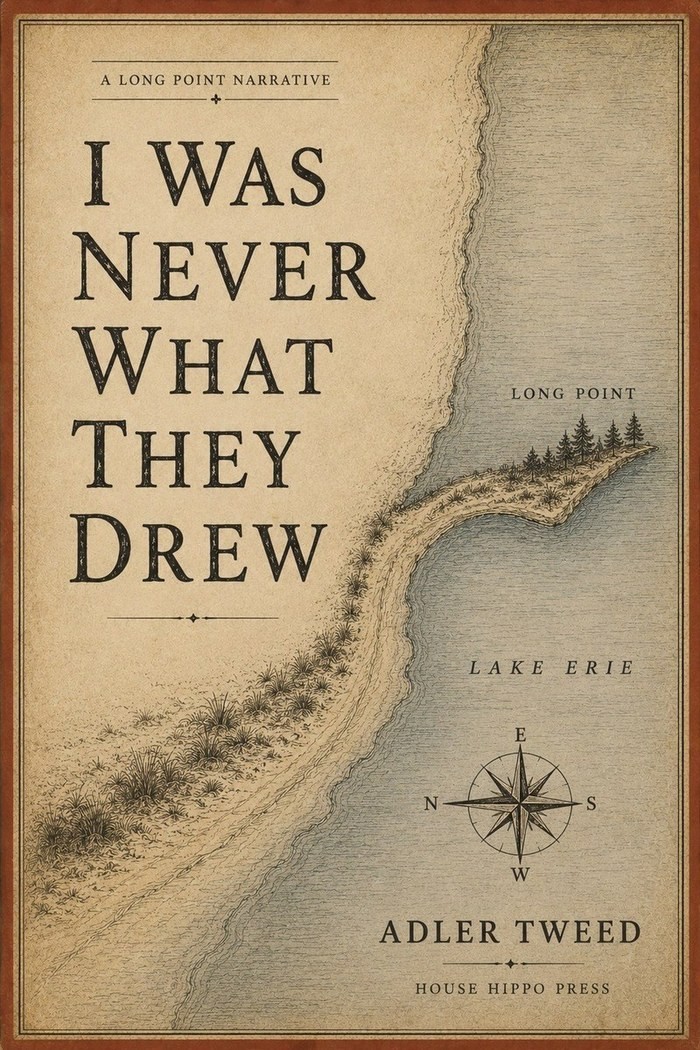 I Was Never What They Drew book cover with an old map-style view of Long Point on Lake Erie