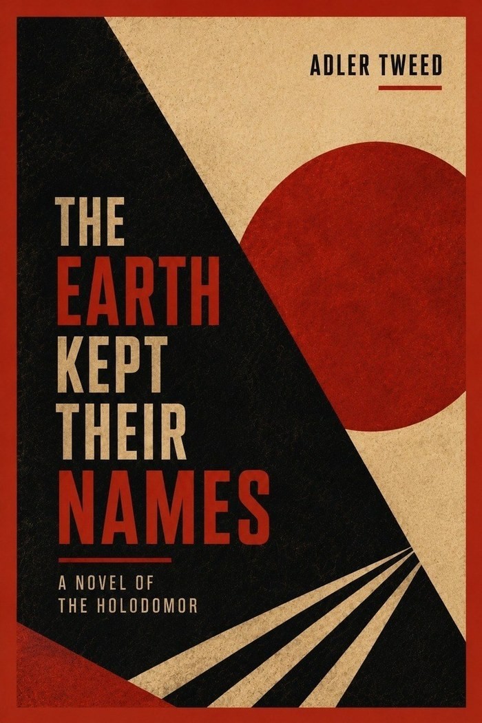 The Earth Kept Their Names book cover with bold red and black historical-fiction design